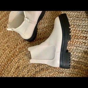Chunky white boots